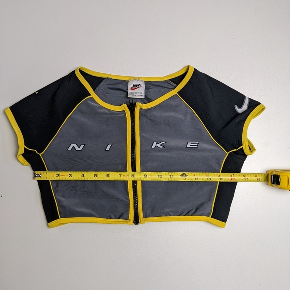 Nike Black & Gray Crop Top with Yellow Trim - Picture 5 of 7